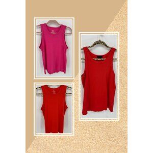 J.Crew Womens Fuchsia Pink, and Red Sleeveless Tank Top With Split Back Design